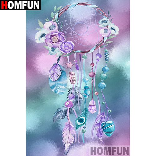 HOMFUN 5D Diamond &quot;Feather wind chime&quot; Diamond Embroidery Full Round/ Square Diy Diamond Painting Cross Stitch Home Decor A27740