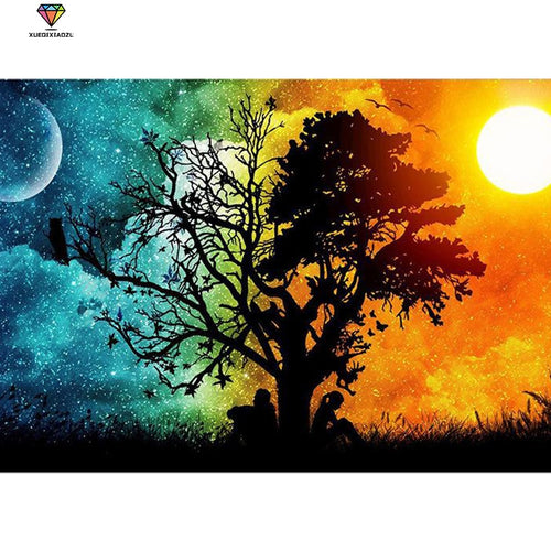 XUEQIXIAOZU Full Square/Round 5D Diamond Painting  Scenery Tree of Fantasy Embroidery Cross Stitch Rhinestone Mosaic Home Decor