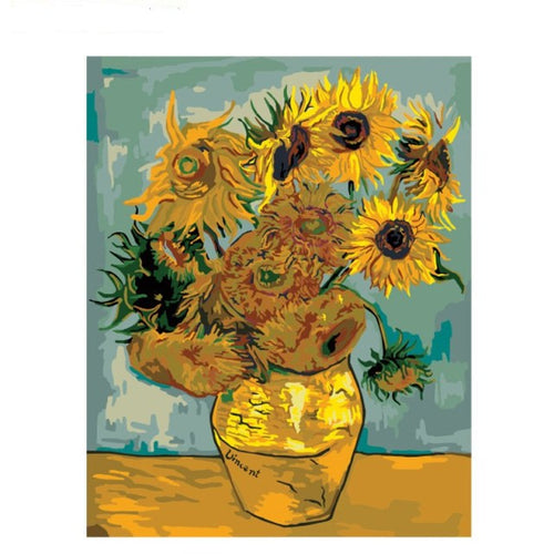 CHENISTORY Picture Sunflower Colorful DIY Painting By Numbers Kits Acrylic Picture Modern Wall Art Hand Painted For Home Decor