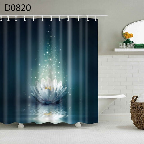 YOMDID Polyester Fiber Bath Curtain 3d Printed Shower Curtain with 12 Hooks for Home Bathroom Decor Bath Screen Cortina de ducha