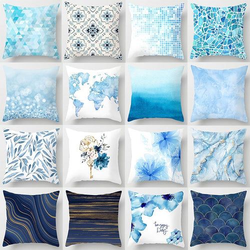 Lake Blue Marble Geometric Sofa Cushion Cover Decorative Pillowcase Polyester Throw Pillow Cases Home Decor Pillowcover 45*45cm