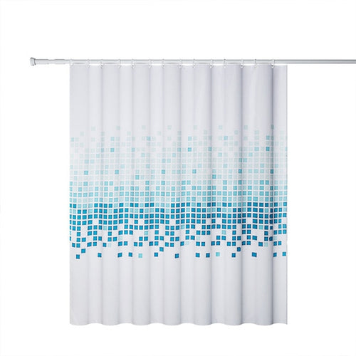 Blue Mosaic Polyester Curtain Waterproof  Bath Curtains for Bathroom Bathtub Eco-Friendly Bathing Cover Large Wide 12pcs Hooks