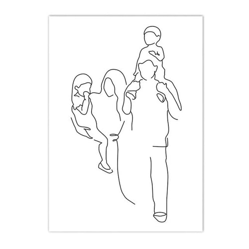 Family Quotes Prints Mom Dad Abstract Line Drawing Canvas Painting Son Daughter Wall Art Poster Pictures Living Room Home Decor