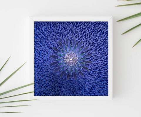 Blue Geometric Mandala Paper Quilling Art