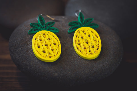 Paper Quilled Pineapple Earrings