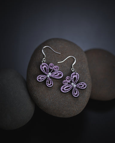 Purple Butterfly Paper Quilled Earrings Gift For Her
