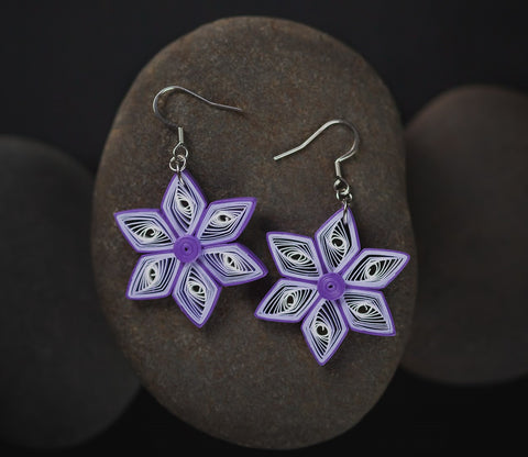 Purple Star Paper Quilled Earrings