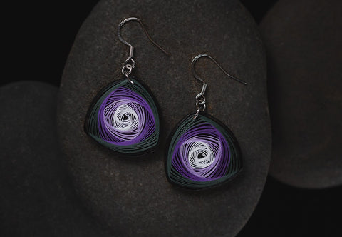 Purple Geometric paper  quilling earrings