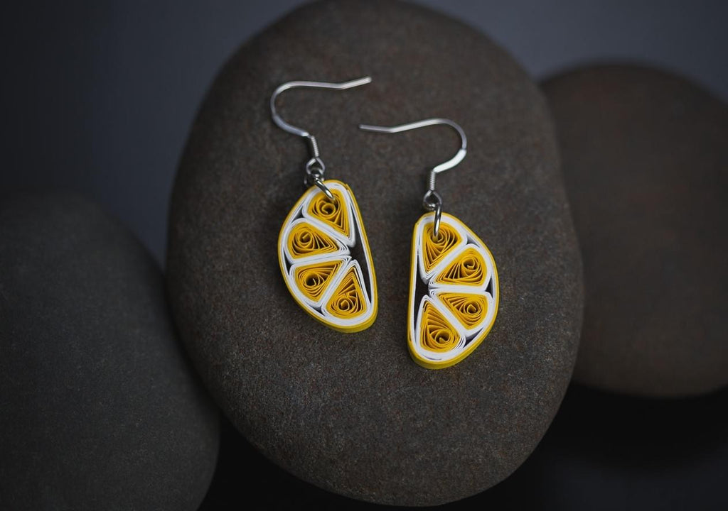 Paper Quilling Earrings Yellow, Handmade Quilled Dangle Earrings,  Lightweight Daily Wear, Everyday Wear, Paper Earrings, Handmade Jewellery -  Etsy