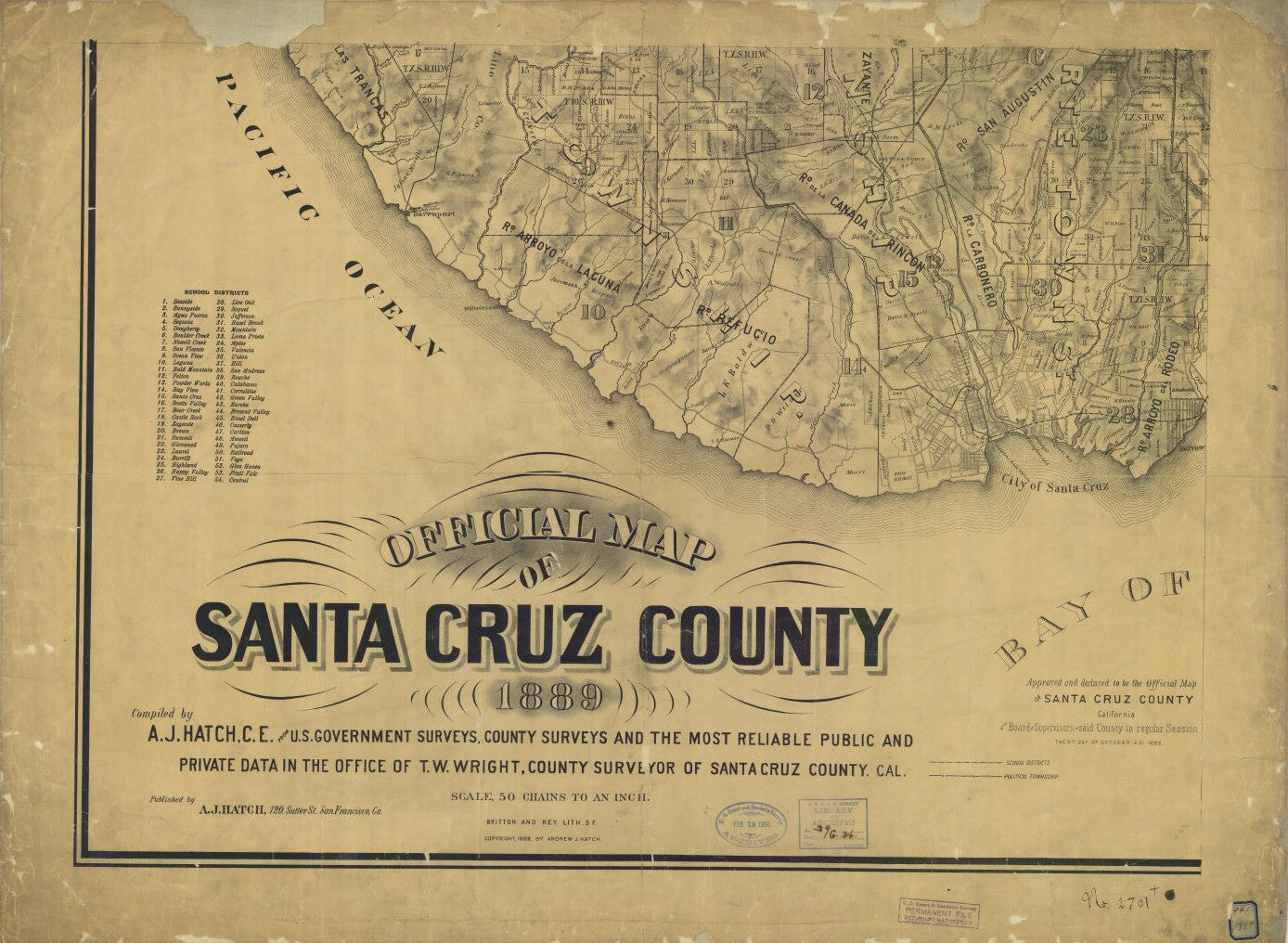 Print of Official Map Of Santa Cruz County Poster on Vintage Visualizations