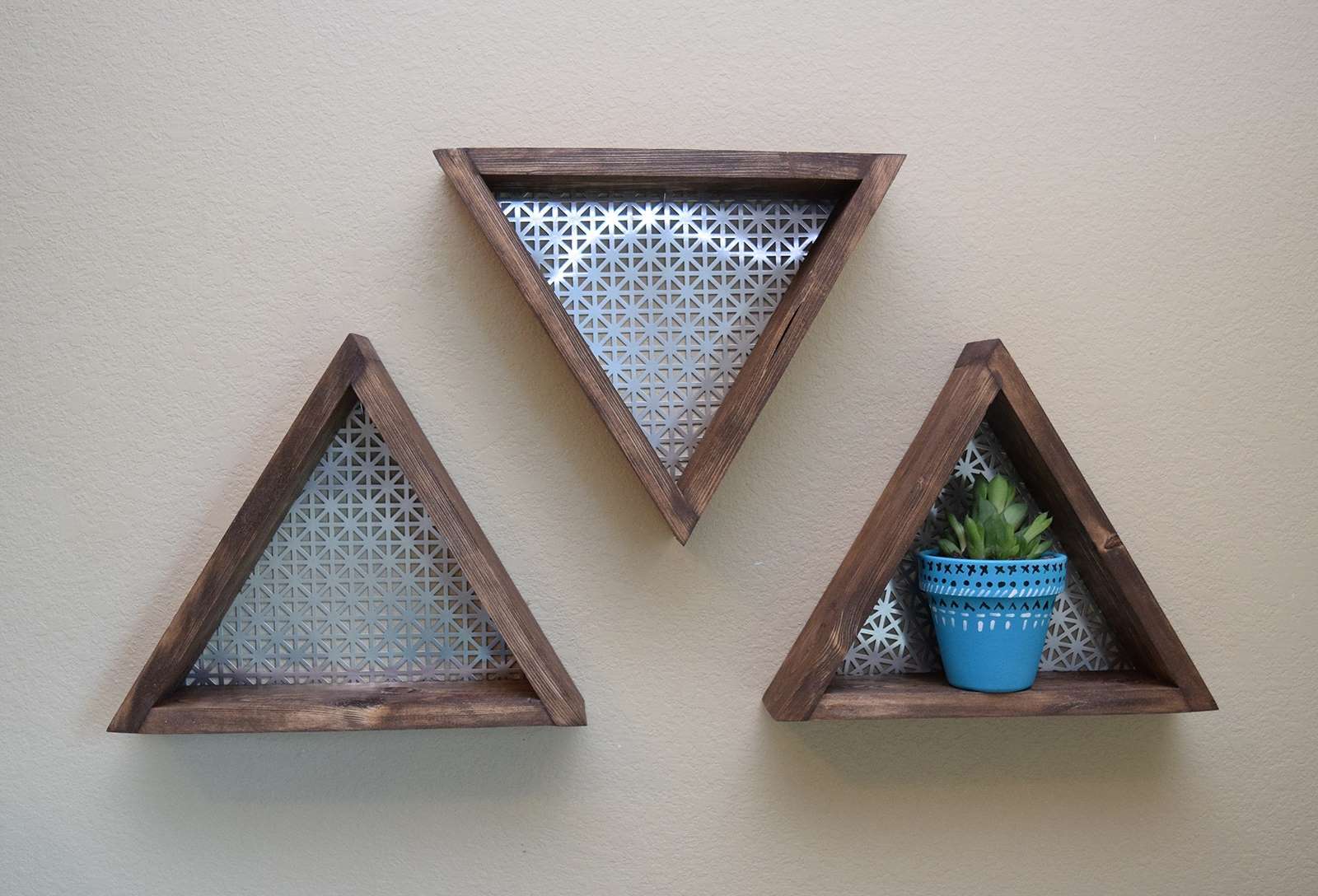 How to Glue Metal to Wood - DIY Triangle Shelves