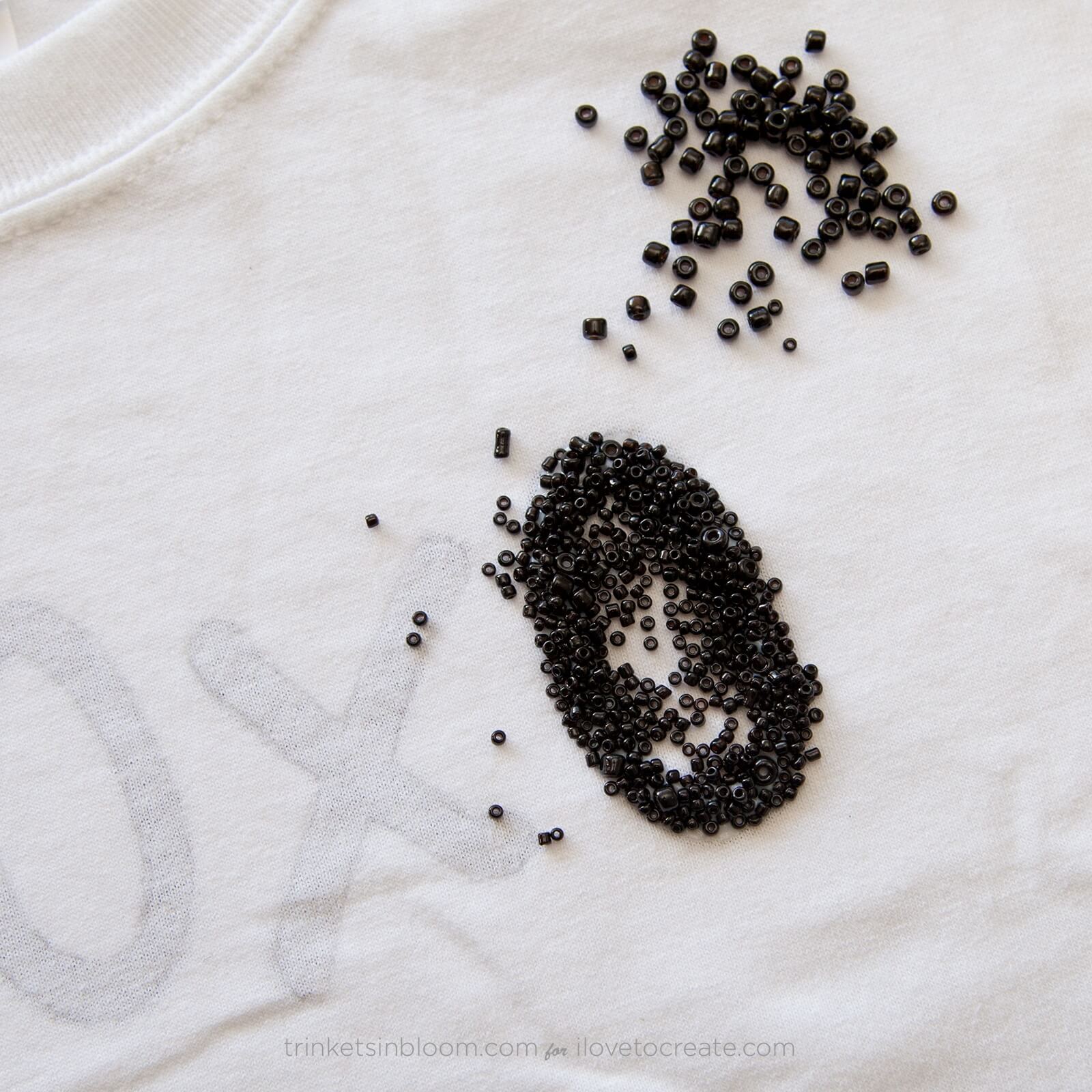 How to glue beads to a shirt; DIY Beaded Tee