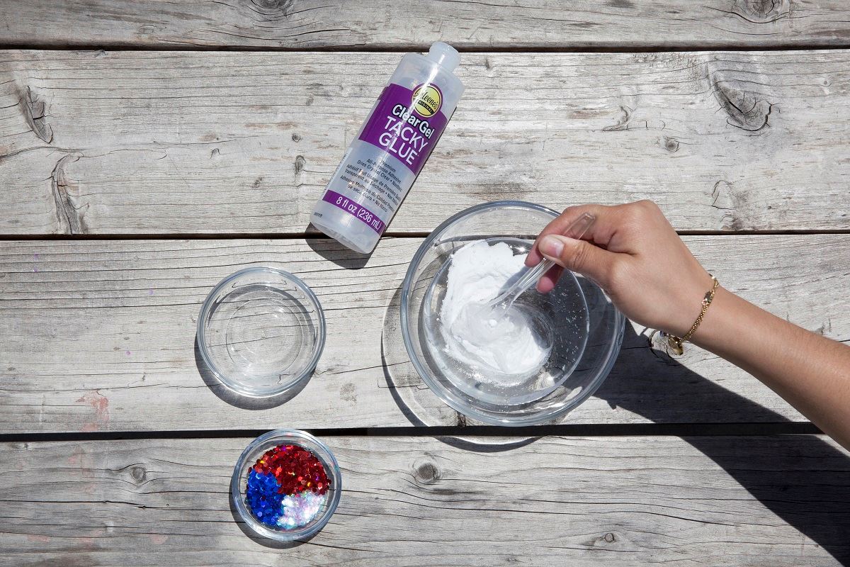 Red, White and Blue Glitter Slime