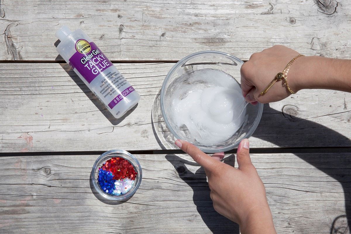 Red, White and Blue Glitter Slime