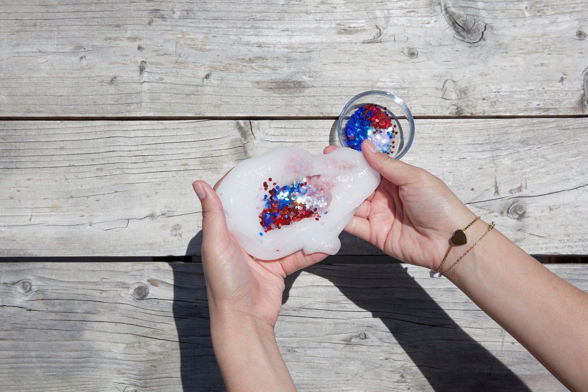 Red, White and Blue Glitter Slime