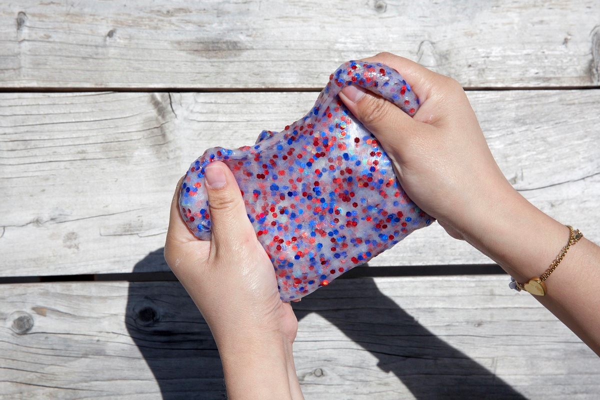 Red, White and Blue Glitter Slime