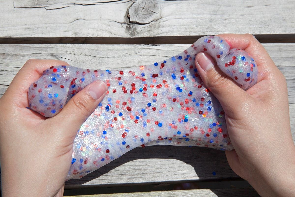 Red, White and Blue Glitter Slime