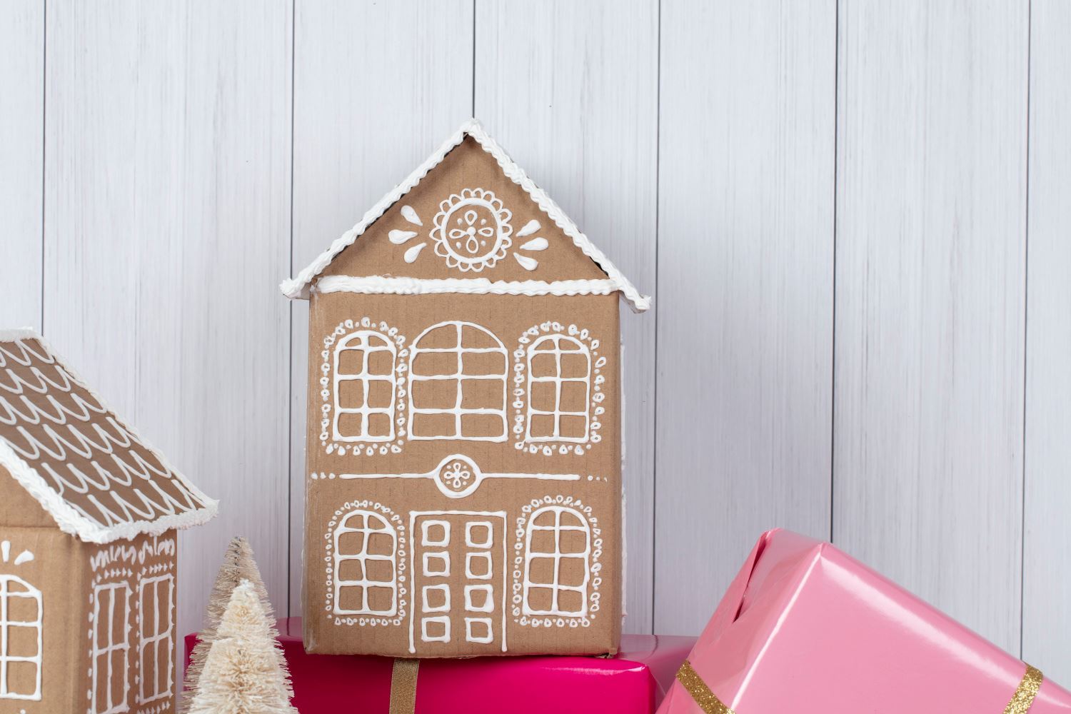 Easy No-Bake Cardboard Gingerbread Houses