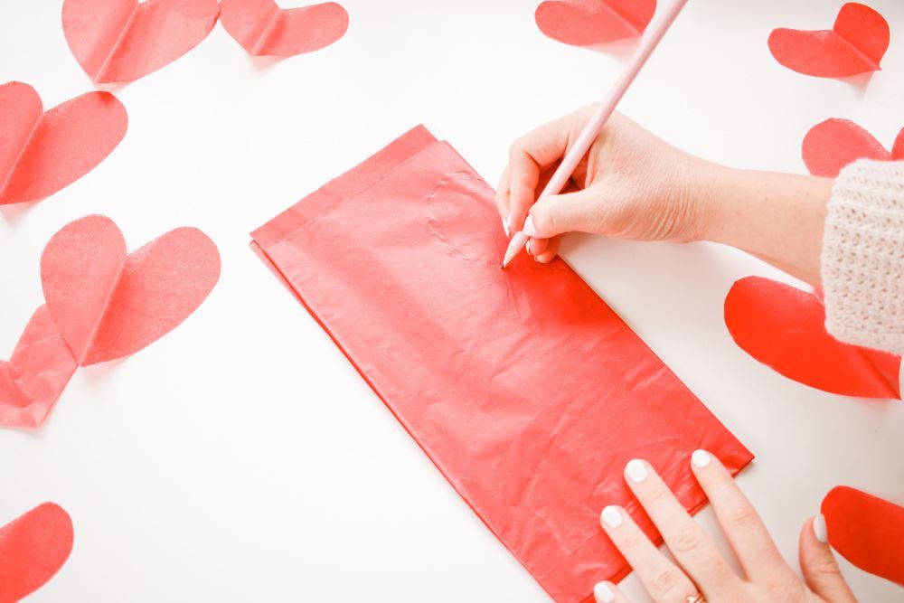 Aleene's Rainbow Paper Hearts Window Display - draw hearts on tissue paper