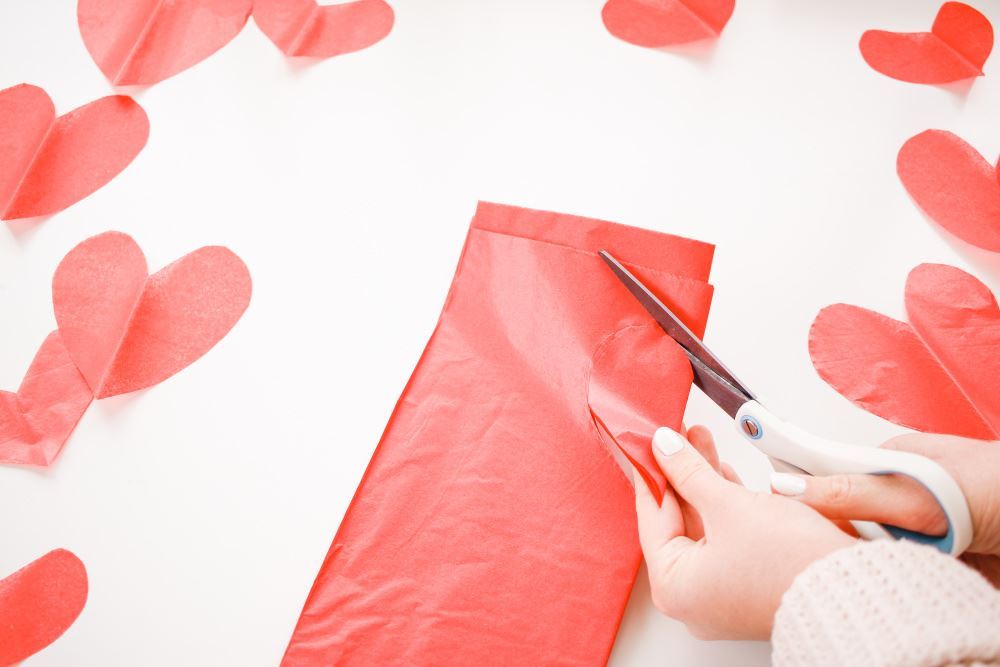 Aleene's Rainbow Paper Hearts Window Display - cut out hearts