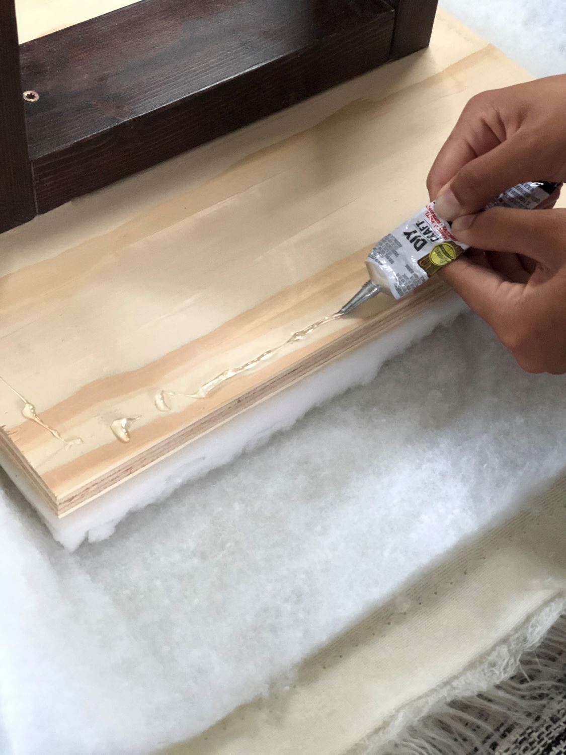 Add glue to underside of bench