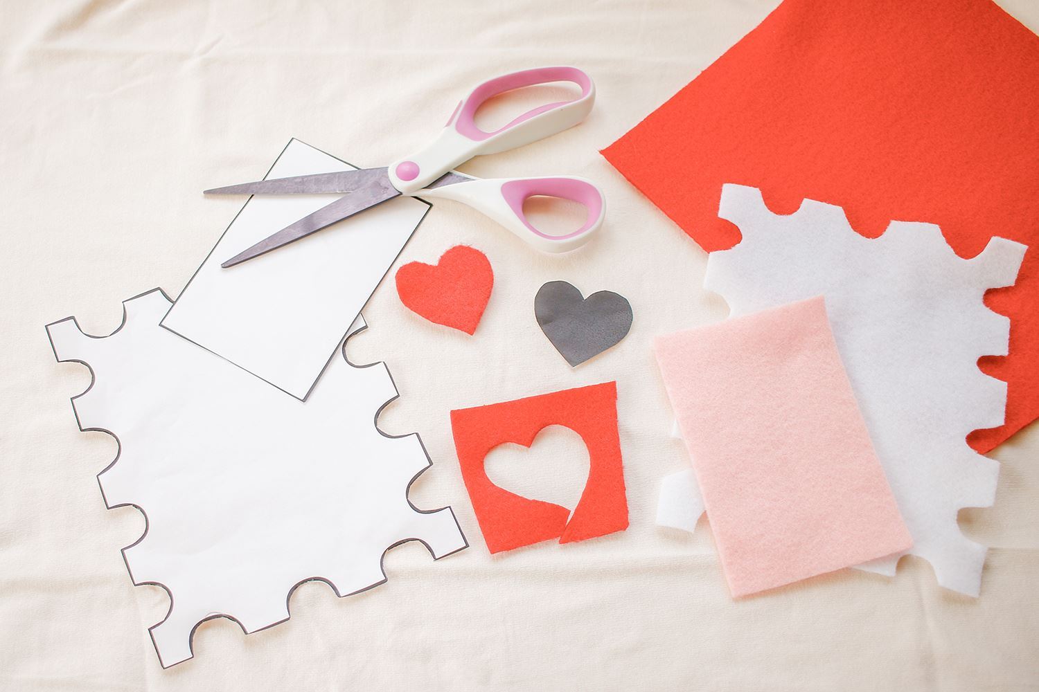 Trace and cut out heart and rectangle