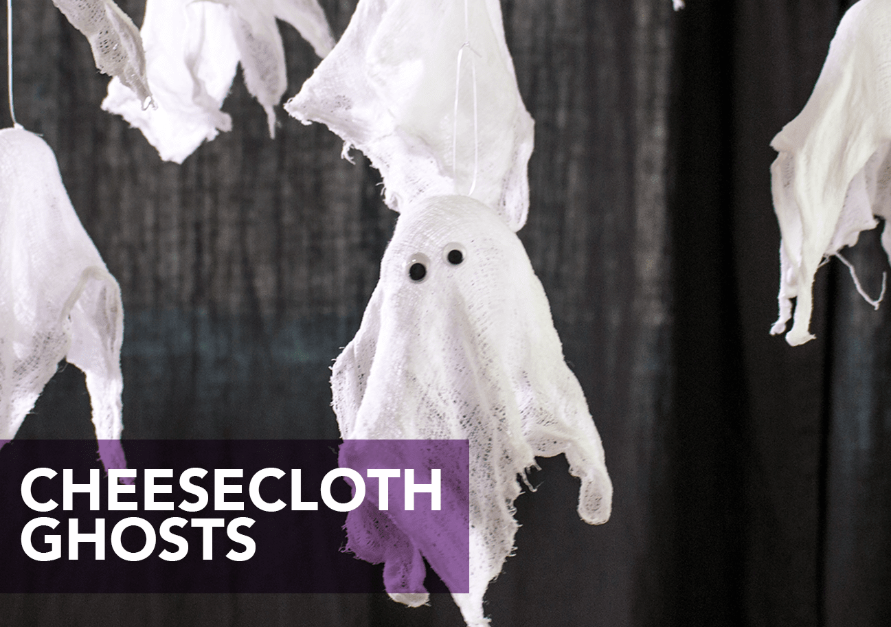 Hanging cheesecloth ghost crafts