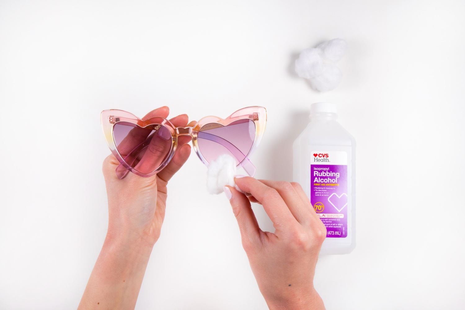 Clean sunglasses with rubbing alcohol