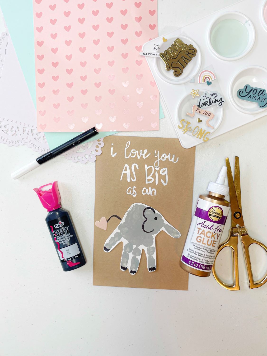 Handprint Elephant Valentine