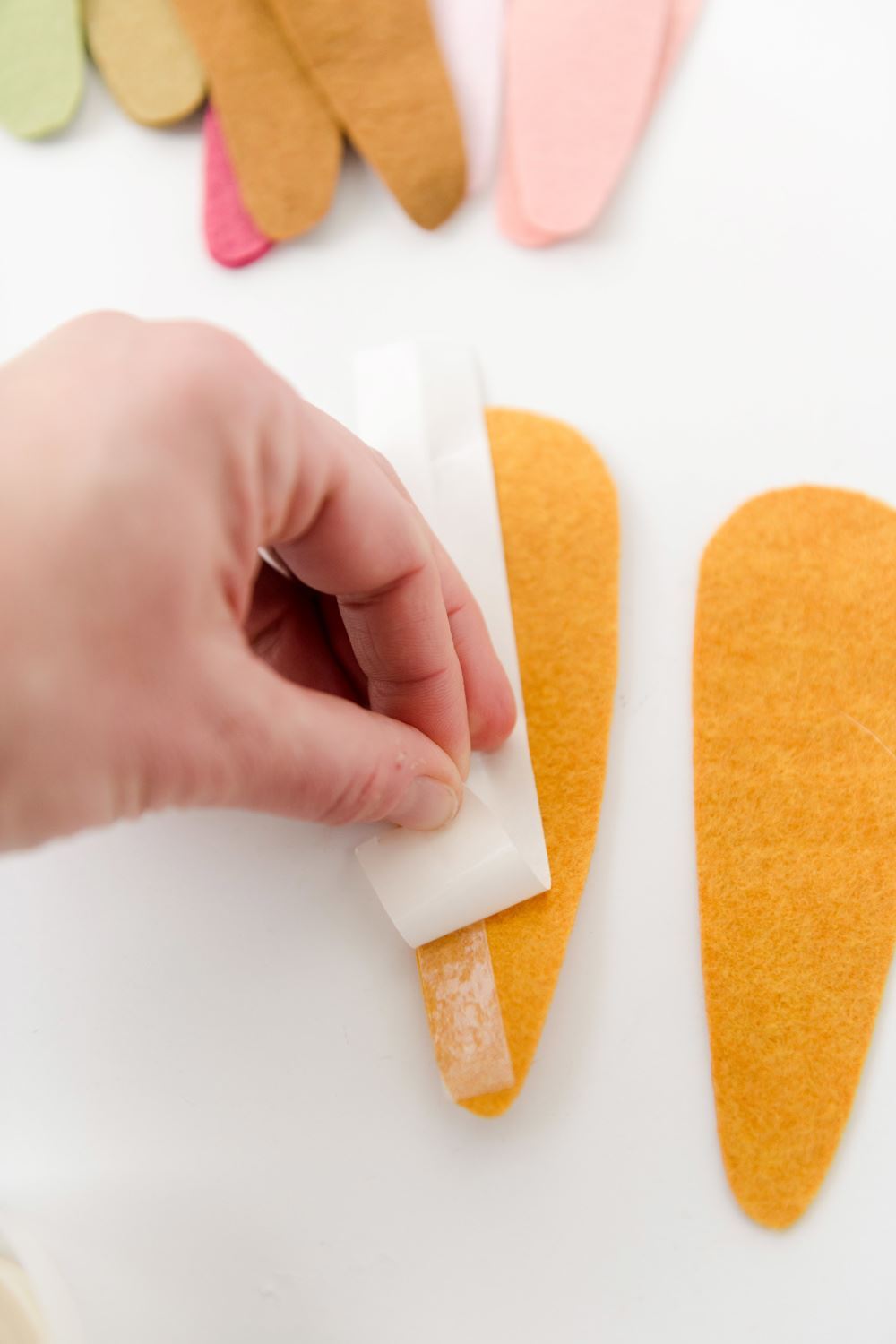 Apply Fabric Tape to the edges of the carrot