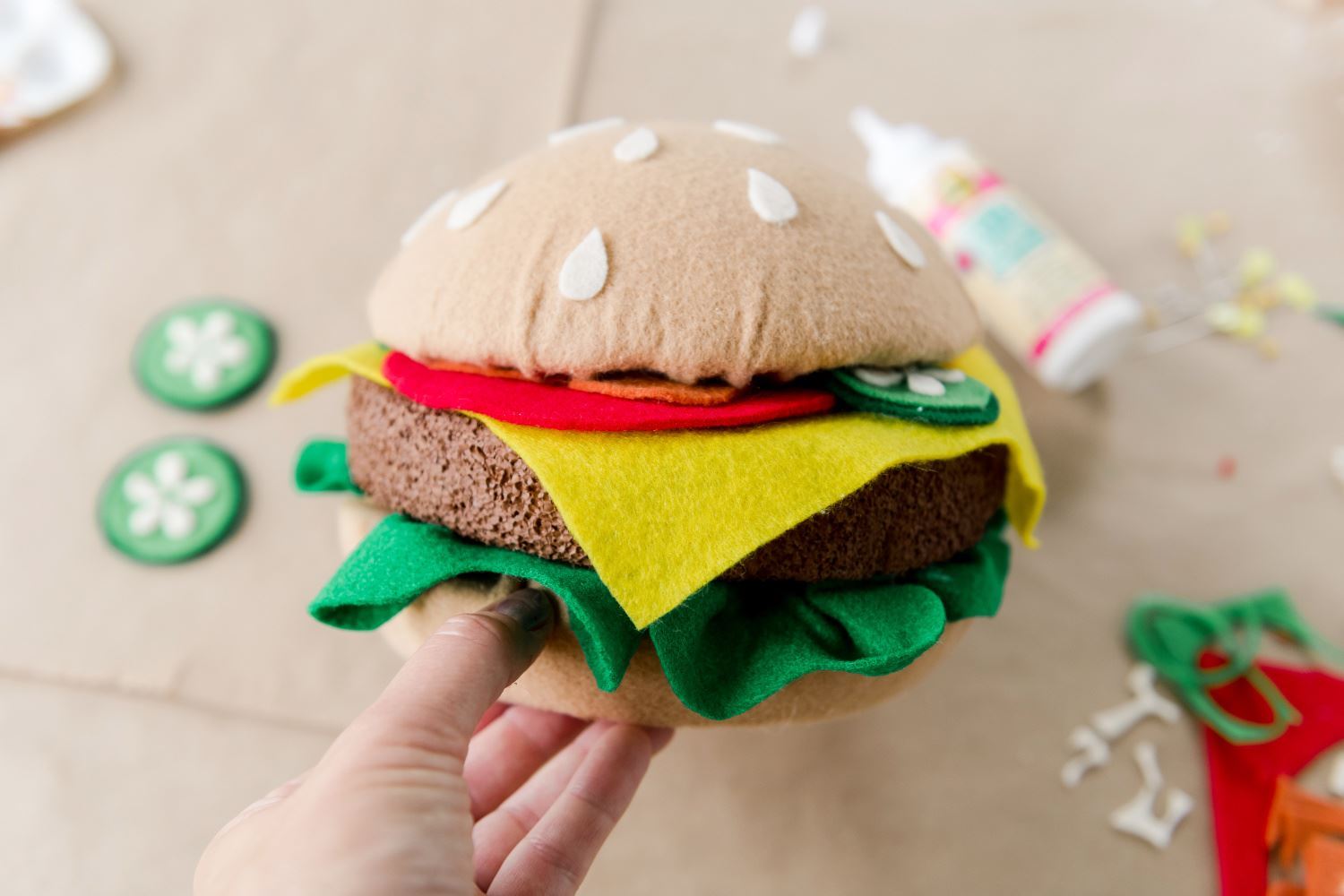 Assemble and glue the burger together