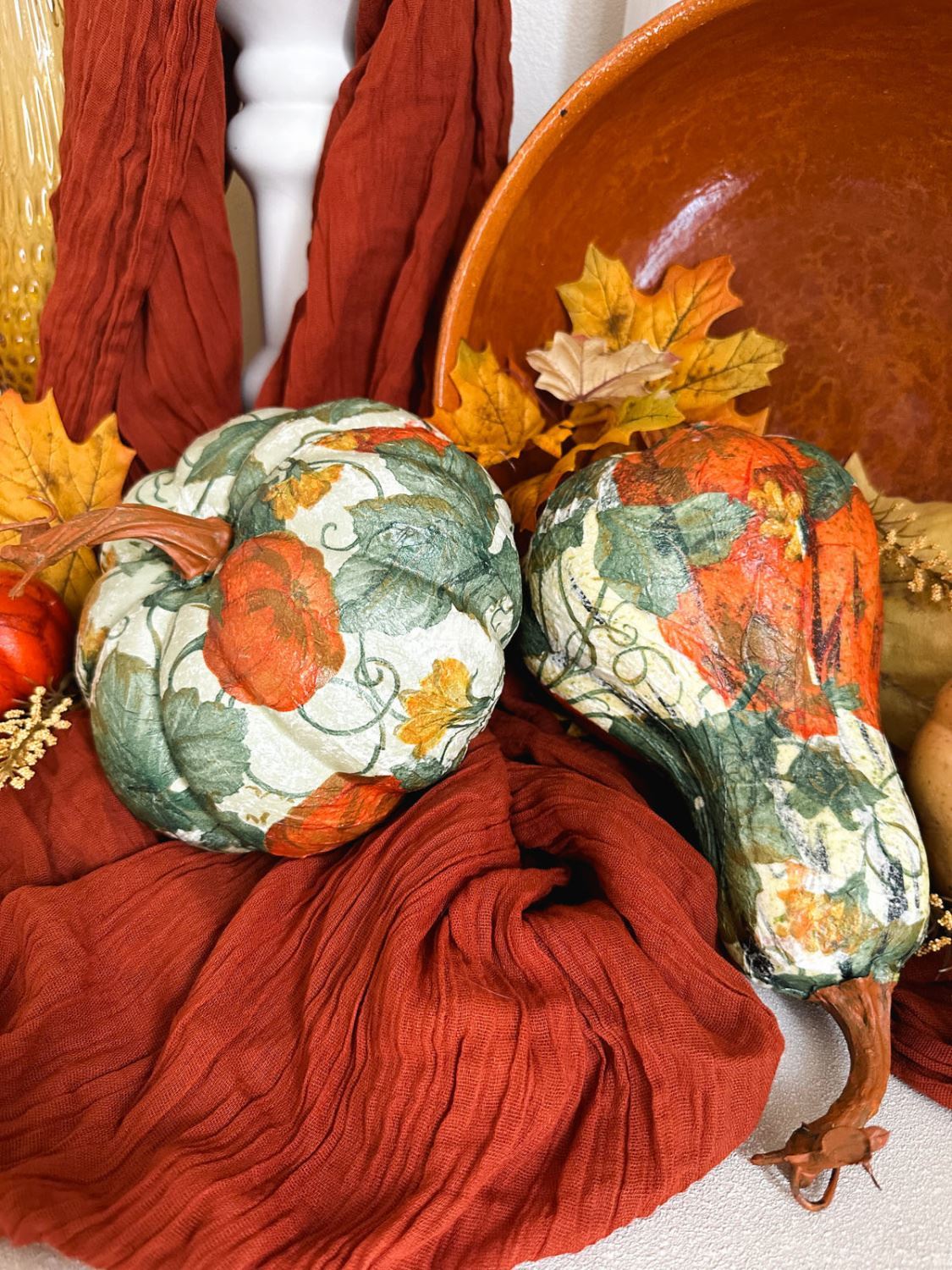 Napkin decoupage pumpkin decorations