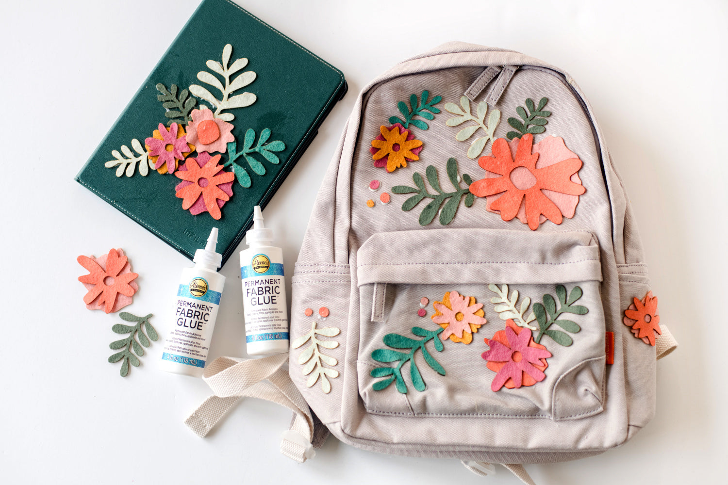 Felt Flower Embellished Backpack with Aleene’s Permanent Fabric Glue