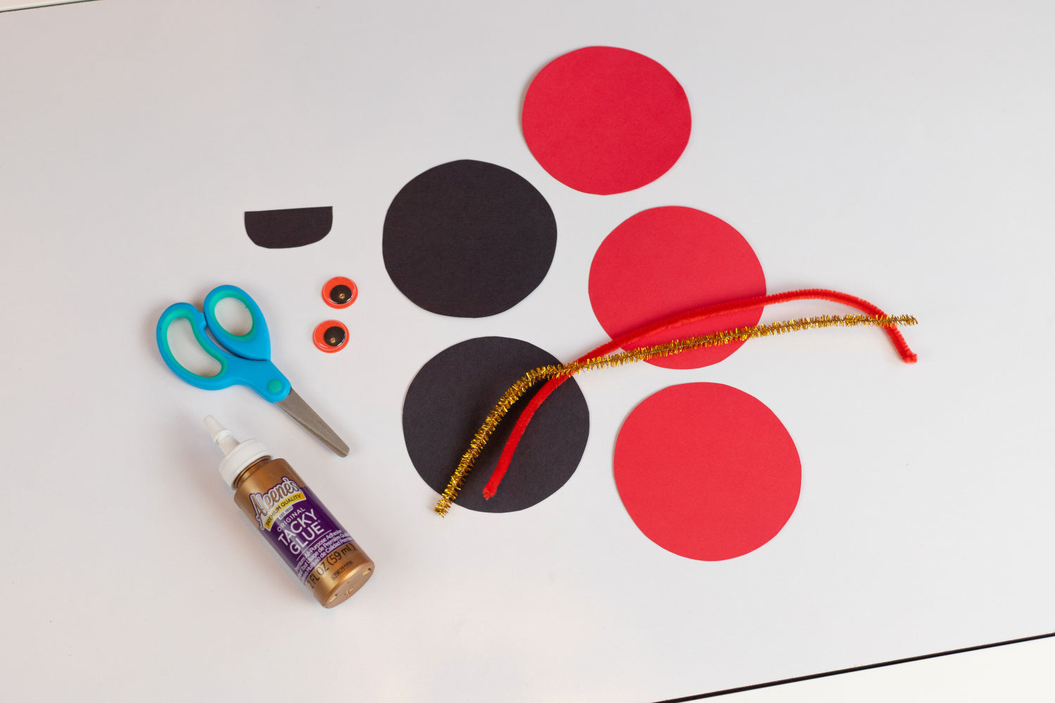 Cut out shapes for the ladybug