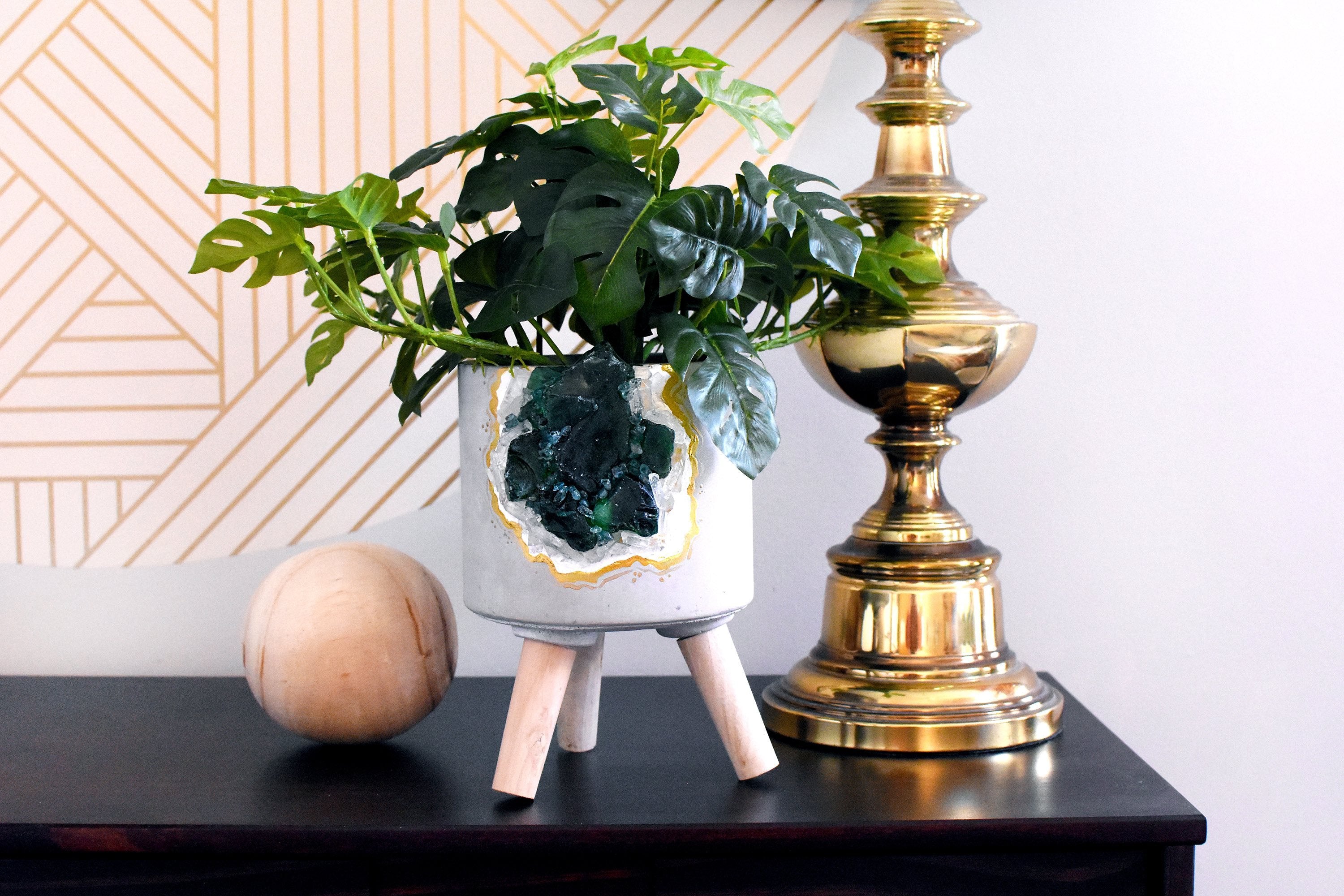 Faux geode planter glass craft
