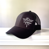 Ponytail Hat Black White Logo