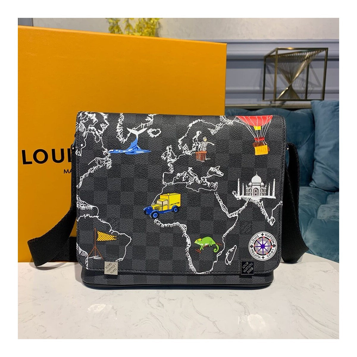 foulard louis vuitton monogram world map carre en