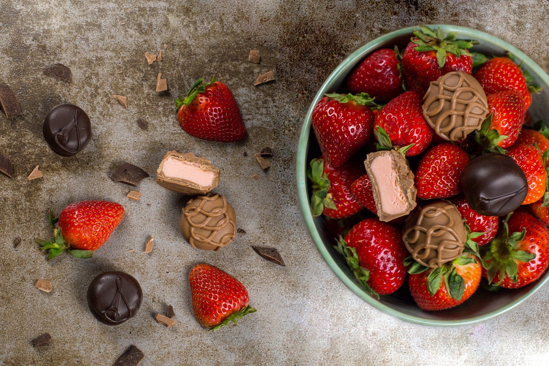 gourmet chocolates and strawberries