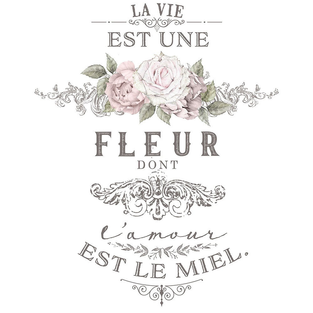L'amour est miel Parisian transfer, Redesign with Prima, Rub on Floral Parisian transfer, decal for furniture
