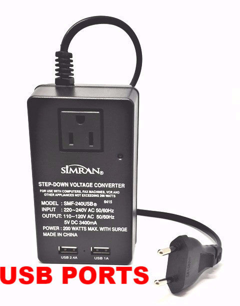 Skærm Indsprøjtning Aggressiv SMF-240USB Deluxe Step Down Voltage Converter with 2 USB Ports, 220v –  Voltage Converter Transformers
