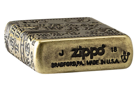 Estampe sur le fond briquet Zippo laiton antique gravure à 360° planche de Ouija
