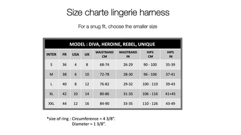 SIZE CHARTE - LINGERIE HARNESS