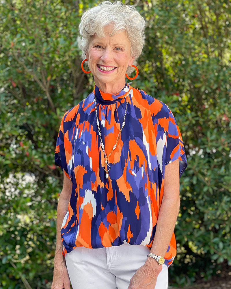 Liverpool Gathered Hem Dolman Top with Tie Back – True Orange Boutique