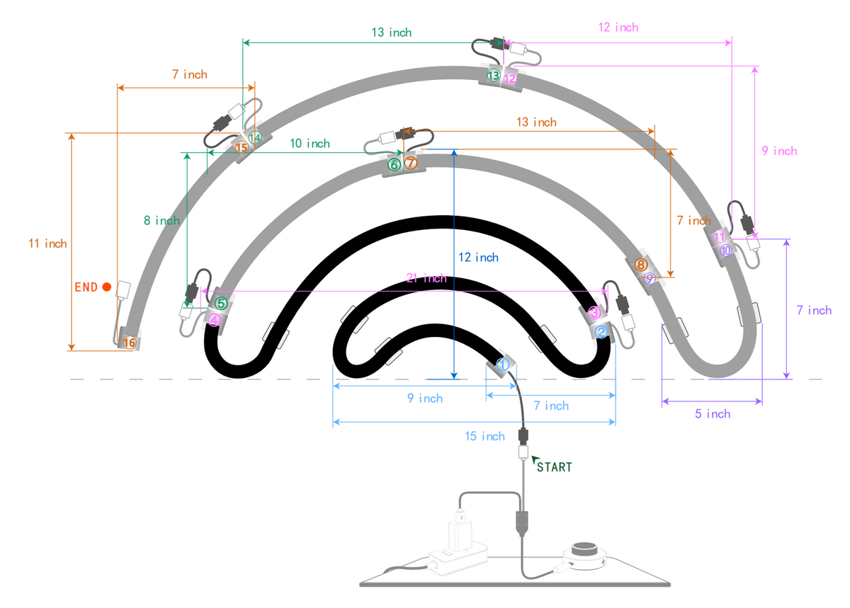 diy neon rainbow sign diagram