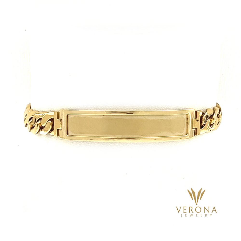 14K White & Yellow Gold Diamond Cut Valentino Link 5mm Baby ID Bracelet 6