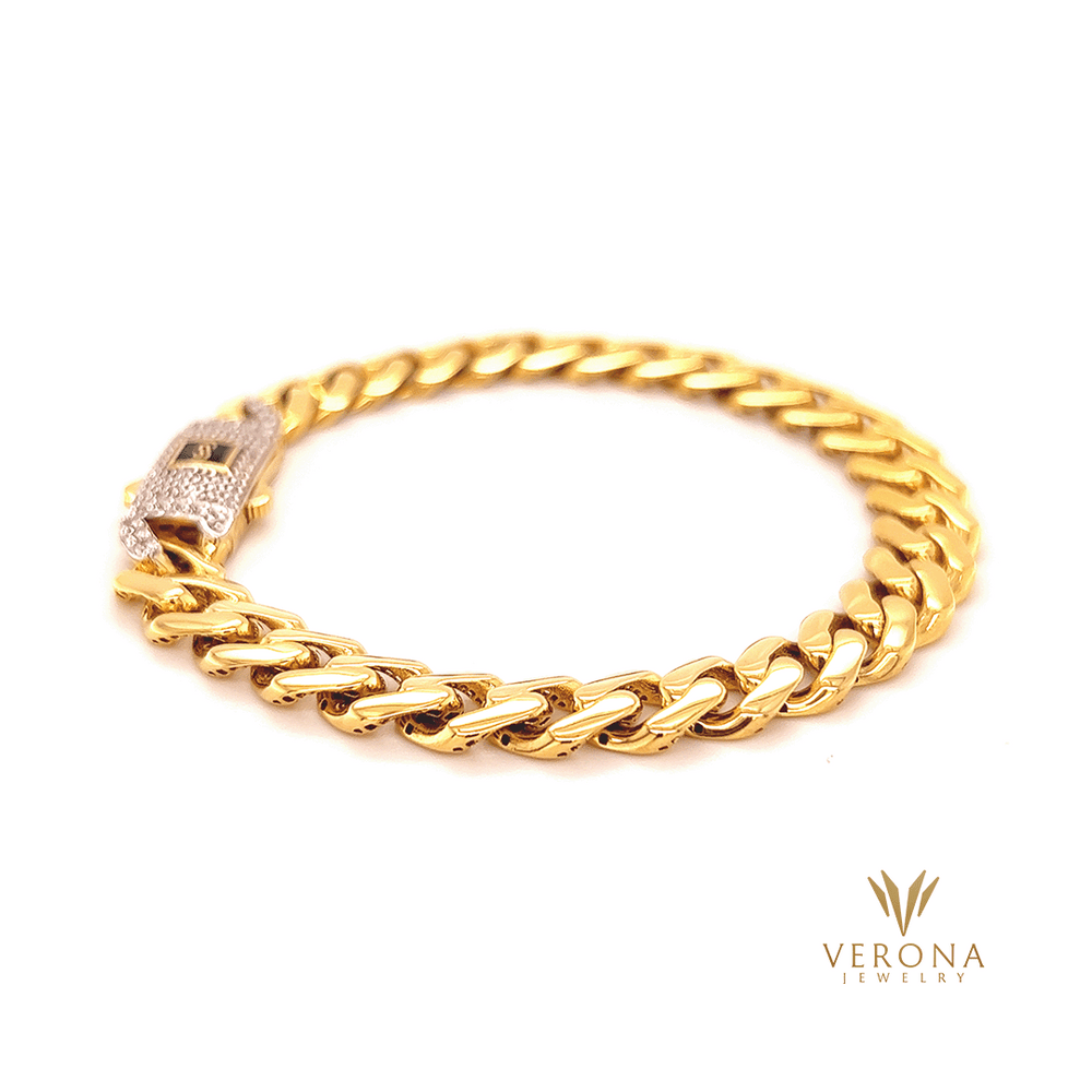 18Kt Gold Monaco Plain 6.5mm x 6.5inch Bracelet – Veronajoyeria
