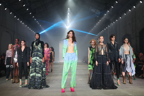 Sass and Bide models wearing platform shoes at the Australian Afterpay Fashion Week 2022 runway show