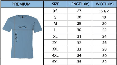 bella canvas size chart reference