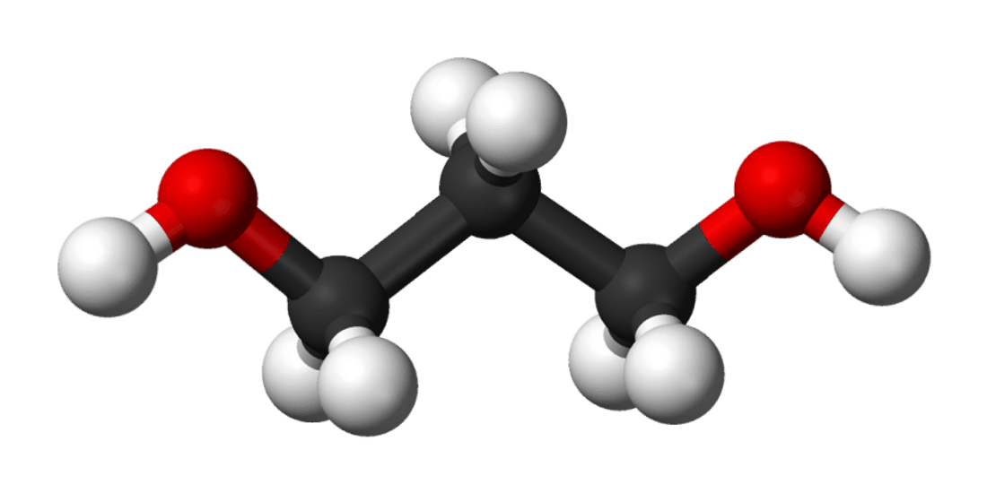 Propanediol molecule structure illustration