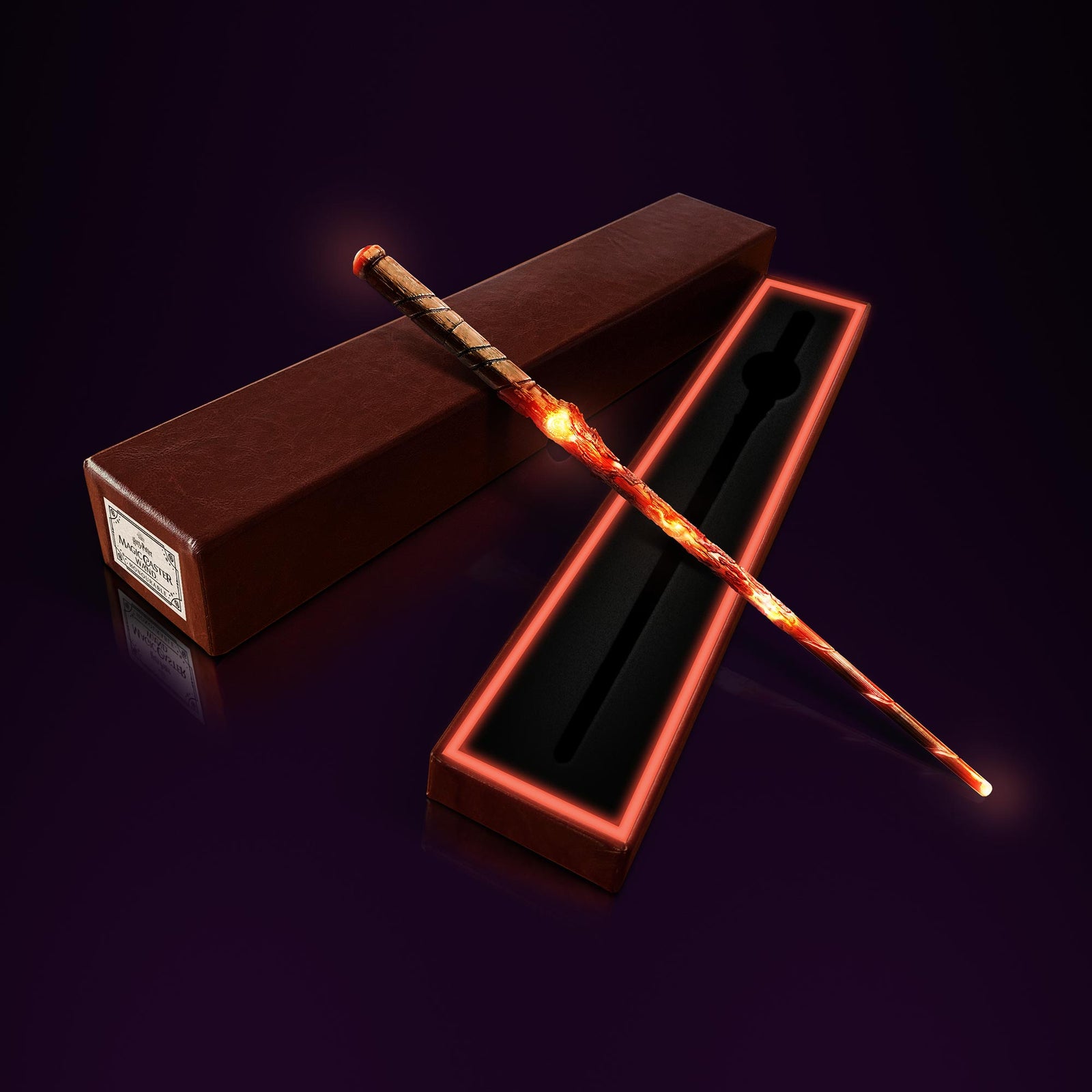 Honourable Honourable Wand glowing red while laying on top of open wand box